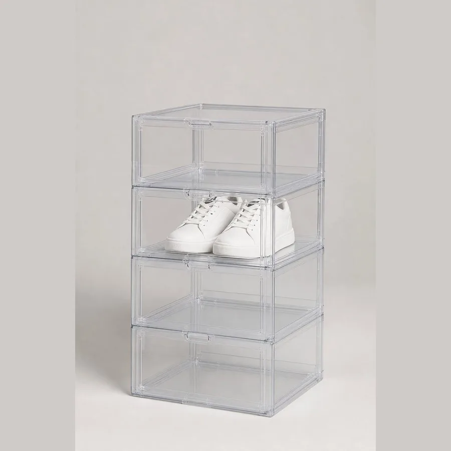Shoe Storage Organizer (12-Pair Clear Boxes Stackable)