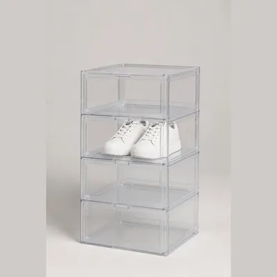 Shoe Storage Organizer (12-Pair Clear Boxes Stackable)