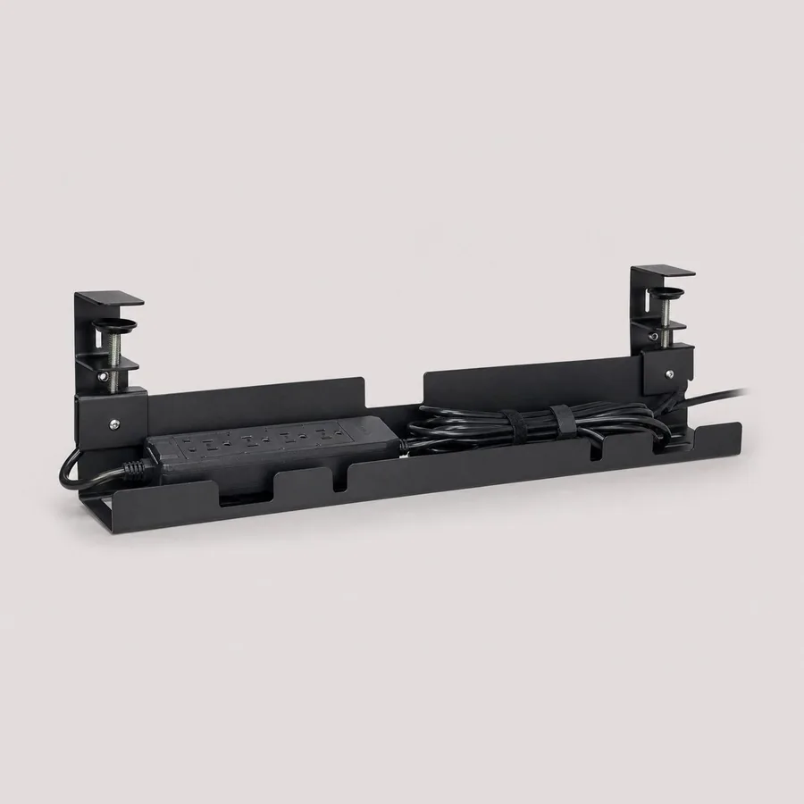 Under-Desk Cable Tray (Metal, No-Drill Clamp)