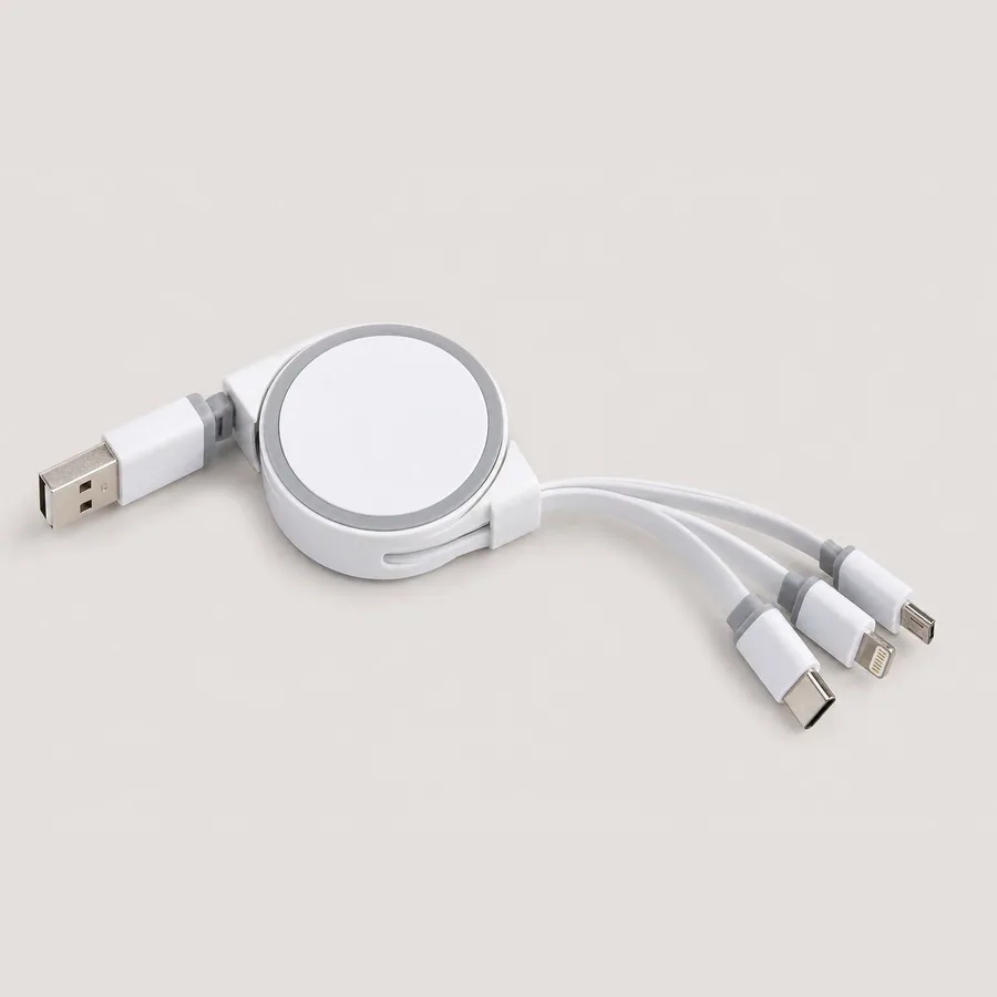 Retractable Cable Reel (3-in-1 Charging Cable)