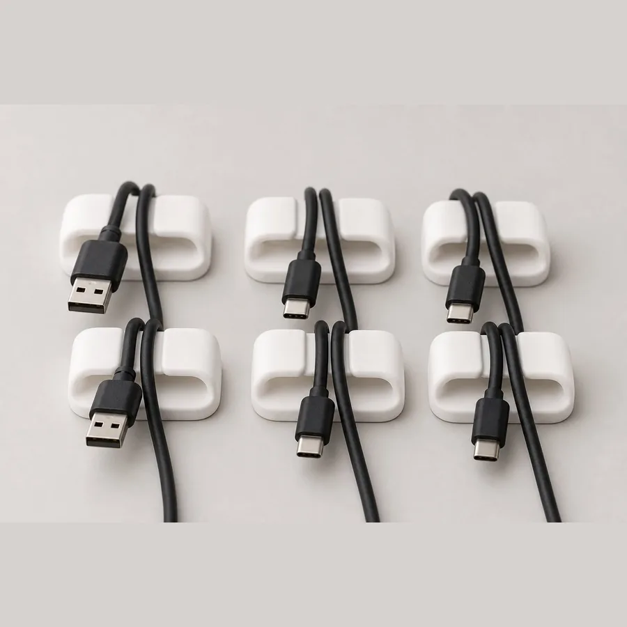 Cord Organizer Clips (Adhesive, 6-Pack for Desk)