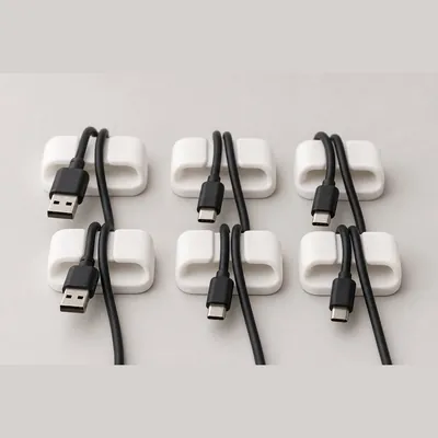 Cord Organizer Clips (Adhesive, 6-Pack for Desk)