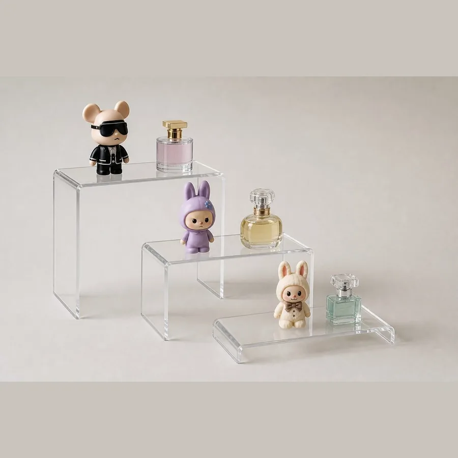 Acrylic Display Risers (Set of 3, Clear Showcase Stands)