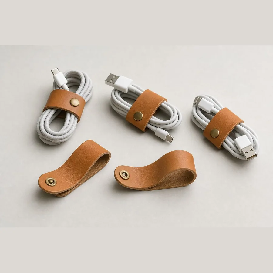 Cord Organizer Wrap (Leather, Set of 5 for Travel/Daily)