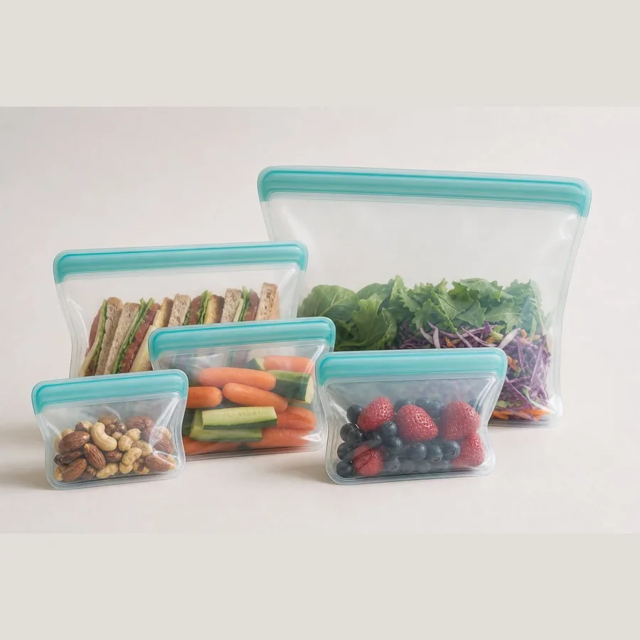 Reusable Food Storage Bags (10-Pack: Sandwich + Snack + Gallon)