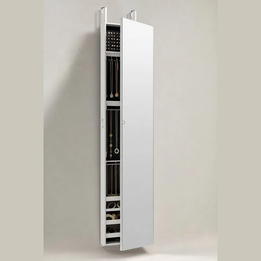Over-Door Mirror with Jewelry Storage (Full-Length, Lockable)