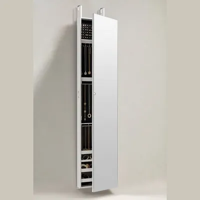 Over-Door Mirror with Jewelry Storage (Full-Length, Lockable)