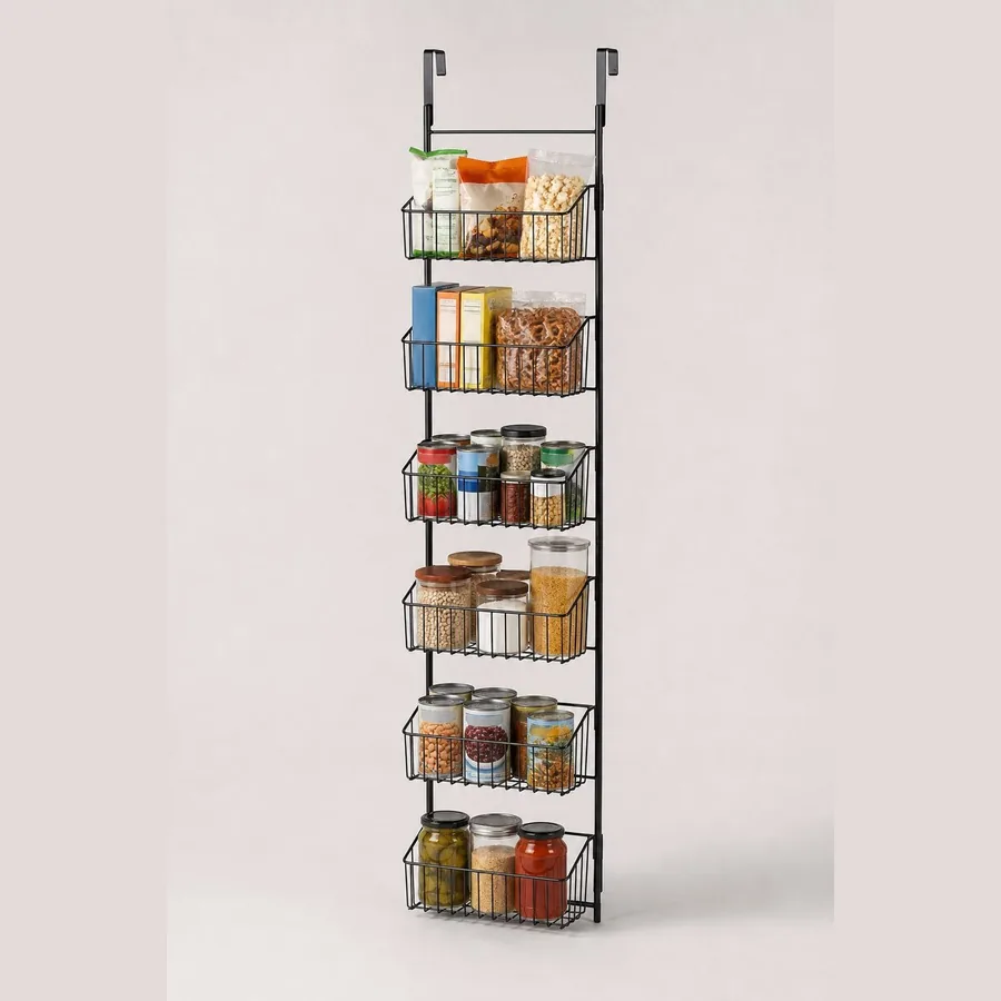 Over-Door Pantry Organizer (6-Basket Hanging)