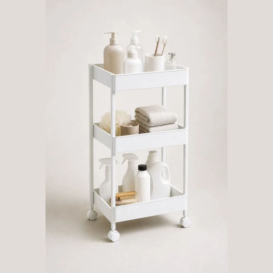 Narrow Slim Storage Cart (3-Tier on Wheels, 5" Wide)
