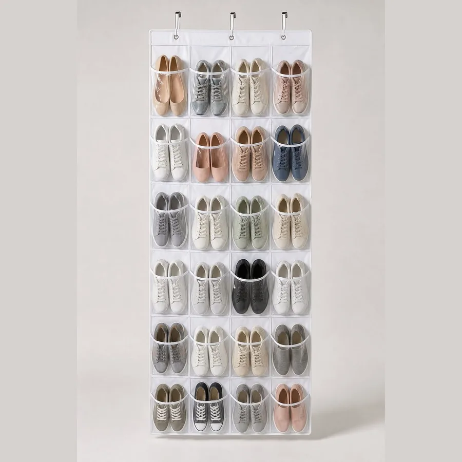 Hanging Closet Shoe Organizer (24-Pocket Over-Door)