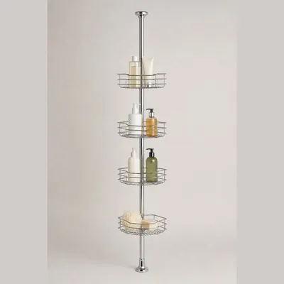 Corner Shower Caddy Tension Pole (4-Tier, 5-9 ft)