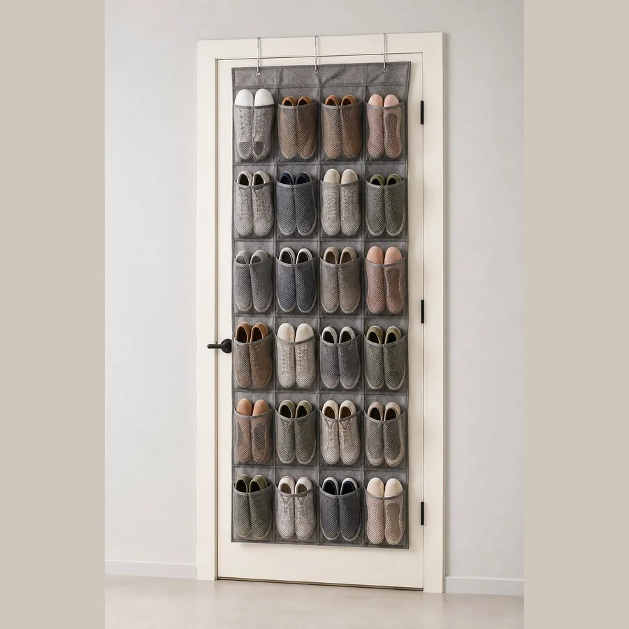 Over-the-Door Shoe Organizer (24 Large Mesh Pockets)