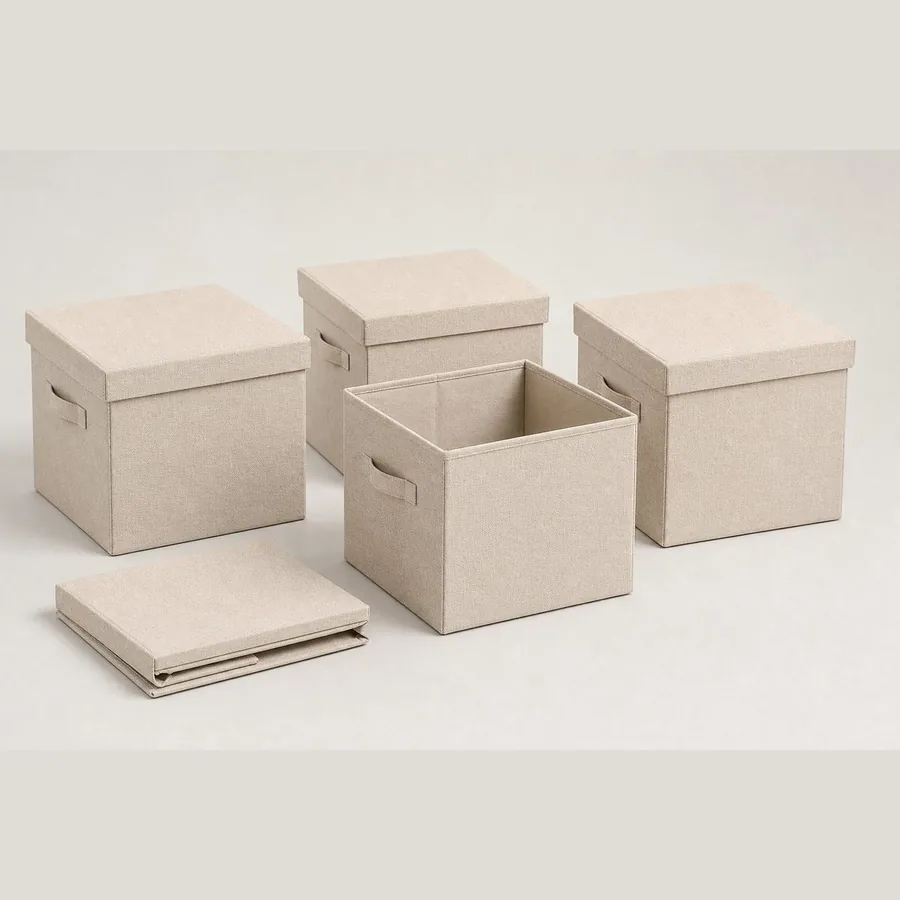 Foldable Storage Bins with Lids (Set of 4)