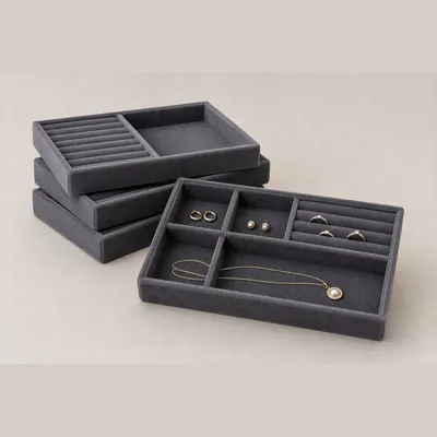 Jewelry Organizer Tray Stackable (Velvet)