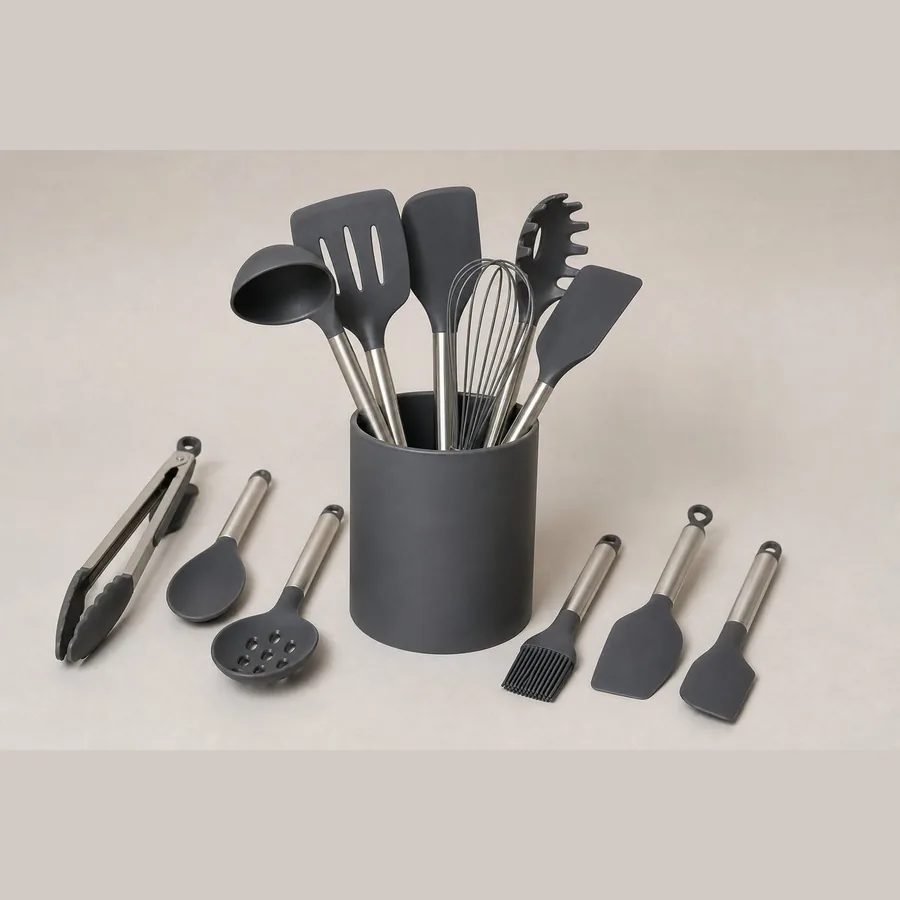 Silicone Cooking Utensil Set with Holder (12-Piece)