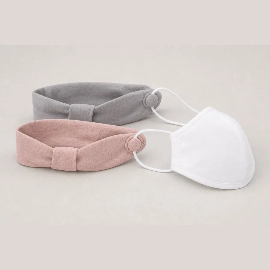 Cotton Headband with Button for Mask (2-Pack)