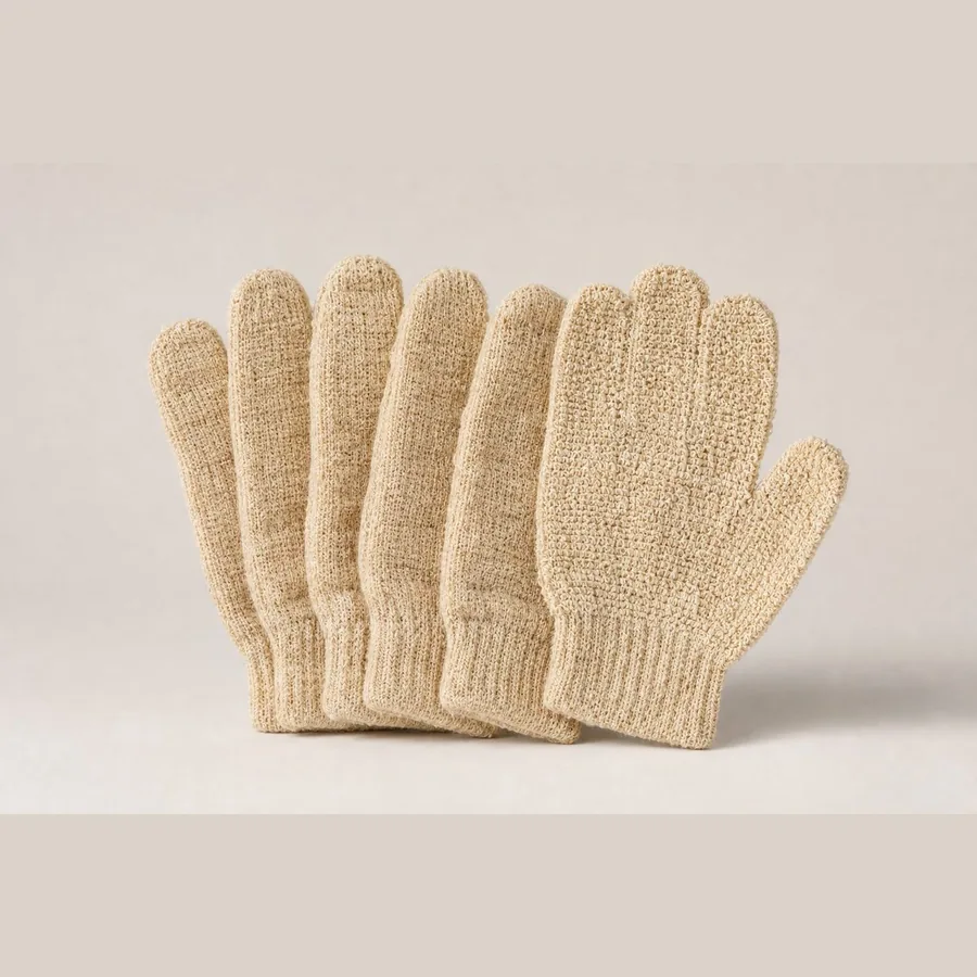 Exfoliating Body Scrubber Gloves (4-Pack, Natural Fiber)