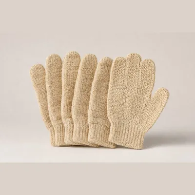 Exfoliating Body Scrubber Gloves (4-Pack, Natural Fiber)