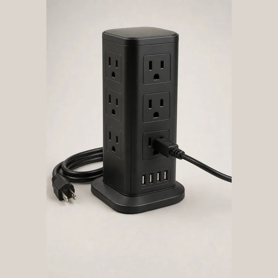 Power Strip Tower with USB Ports (8 Outlets + 4 USB)