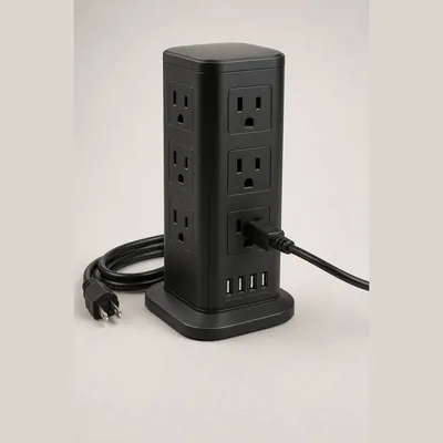 Power Strip Tower with USB Ports (8 Outlets + 4 USB)