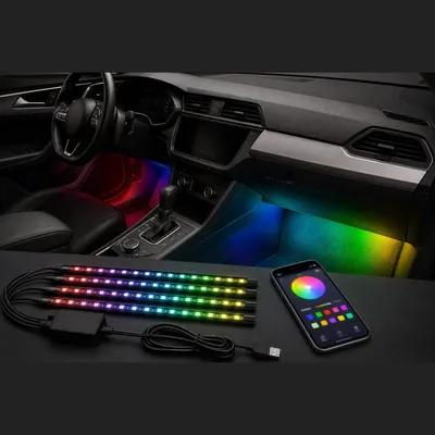 LED Car Interior Strip Lights (USB, App Control)