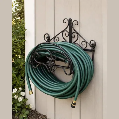 Garden Hose Holder (Wall-Mounted, Decorative Iron)