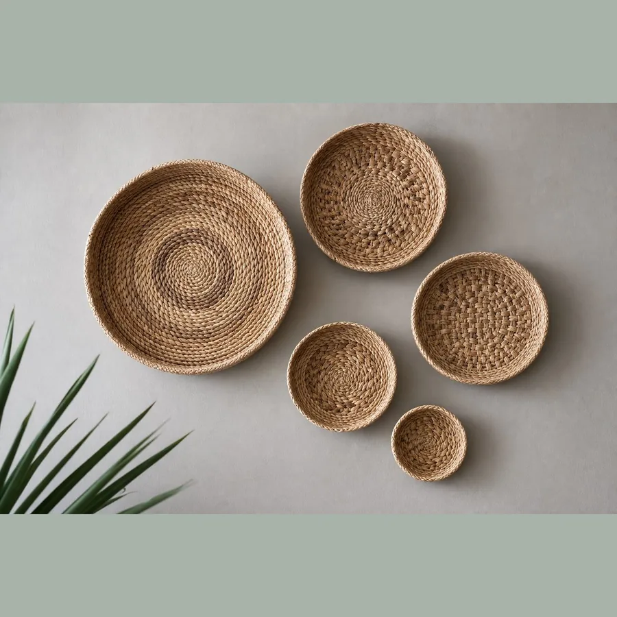 Woven Wall Basket Set (Natural Seagrass, 5-Piece)
