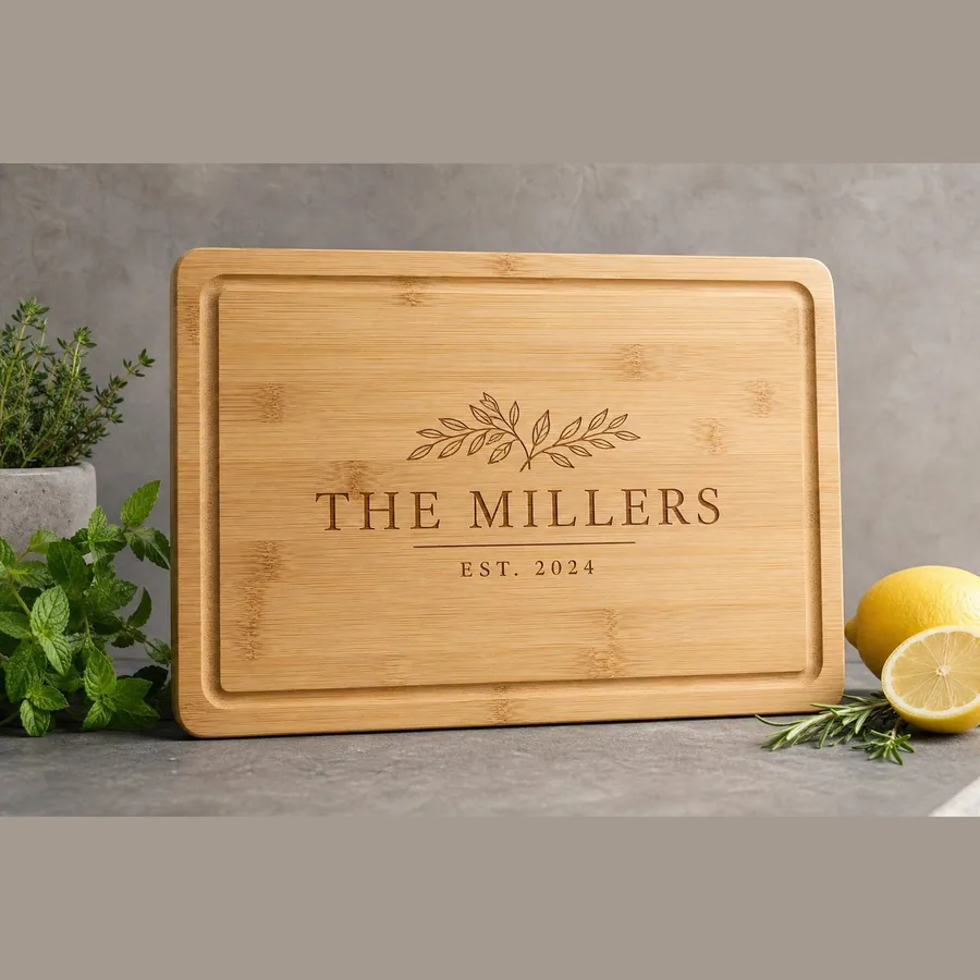 Personalized Cutting Board (Bamboo, Family Name + Date)