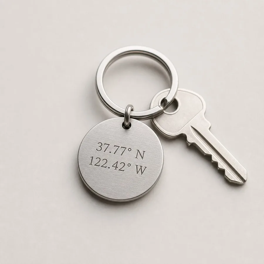 Custom Coordinate Keychain (Metal, Special Location)