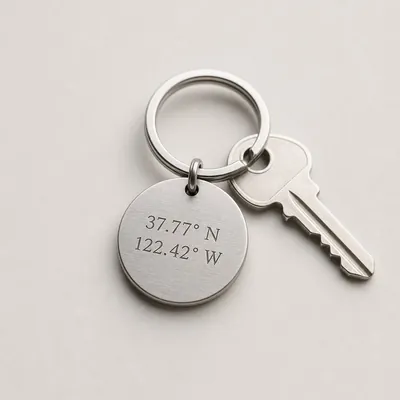 Custom Coordinate Keychain (Metal, Special Location)